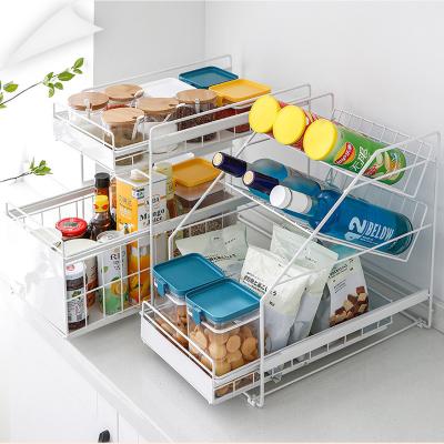 China Stainless Steel Storage Rack Under Kitchen Sink Storage Pull Out Rack Finish Rack for sale