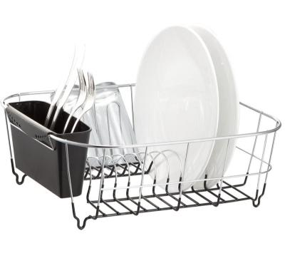 China Sustainable Deluxe Chrome Plated Small Steel Dish Drainers (Black) for sale