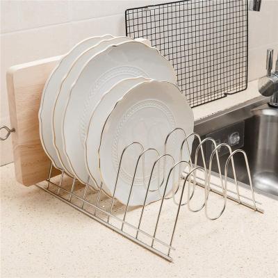 China Hot Selling Morden Stainless Steel Pan Cookware Kitchen Organizer Shelf Pot Lid Holder for sale