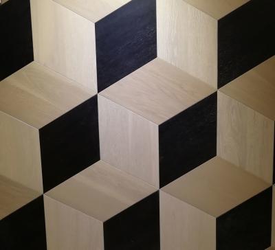 China oak parquet tiles, artistic parquets, black & white stained, 3D showing for sale