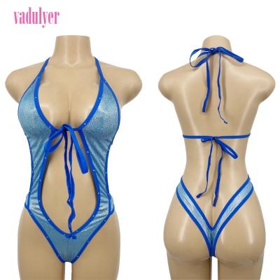 China Vadulyer Wholesale Rhinestone Dance Praise Wear Exotic Stripper Dress One Piece Sets for sale