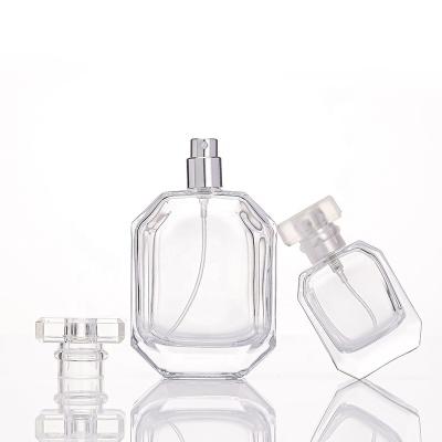 China Wishing Wholesale Custom Unique Square clear 1 oz 30ml 50ml 100ml Luxury Empty Glass Spray Perfume Bottle for sale