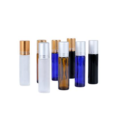 China Wishing Luxury 10ml Amber Perfume Roll On Glass Bottle With Metal Roller Bottle Essential Perfume Oil for sale