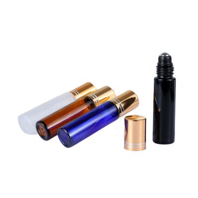 China Wishing Perfume Roller Clear Glass Bottle 10ml Brown Blue Amber Glass Essential Oil Roller Bottle Roll On Bottles for sale