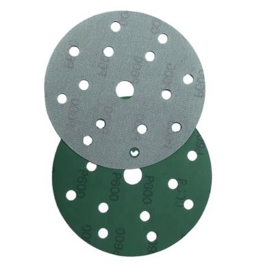 China Automotive grinding 2022 discs high quality durable abrasive sanpaper 6 inch green film discs with mutilhole sand automotive grinding paper for sale