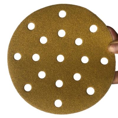 China Automotive 6 Inch 150mm Yellow Sandpaper Polishing Disc With Hole Sandpaper Abrasive Sandpaper for sale