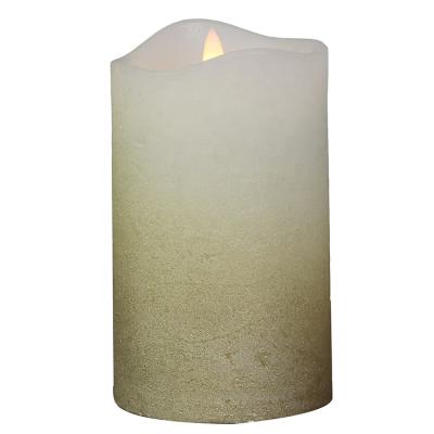 China Flameless Home Decor Distressed Finish Flickering Pillar Led Candles With Real Flame Candle for sale