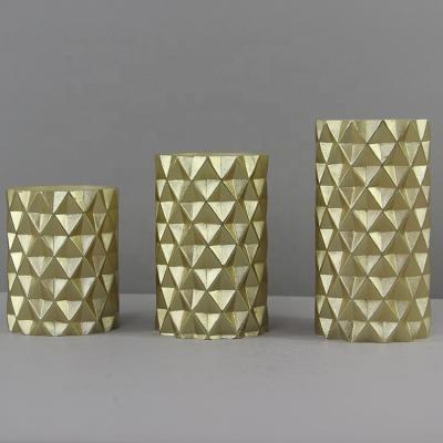 China Geometric Design Flameless Real Wax Home Decor Gold Flameless Candles Battery Operated for sale