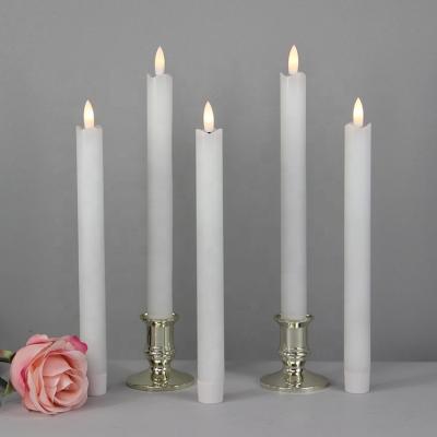 China New Flame 3d Set Real Wax 2 Flameless Home Decor Battery Operated Led Taper Candle With New Flame for sale