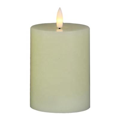 China Wholesale Real Ivory Battery Light Flameless Led Candle Pillar Wax Flameless New for sale