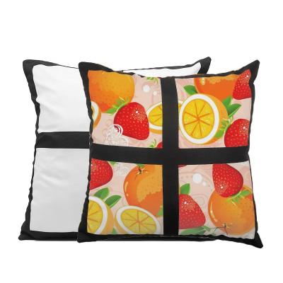 China Custom 4 Panel Pillowcase Sublimation Diy Plaid Pillowcase 4 Grid 45cm*45cm Sublimation Blank Pillowcase Anti-Static Knitted 1pcs S0A0A002 for sale