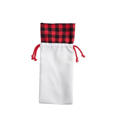 China 100% Polyester Fiber Sublimation Blanks Return Bags Wine Diy Christmas Mini Santa Hat Wine Bottle Covers Decoration for sale