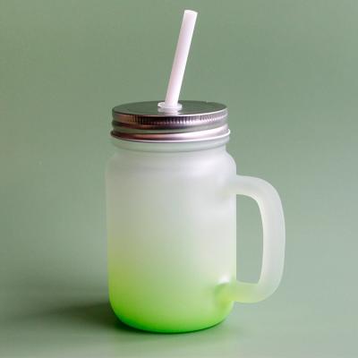 China CygnusSub Wholesale Disposable Mason Jar With Straw Cup 12oz Custom Glass Tumbler Sublimation Blanks Item for sale