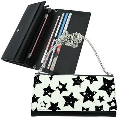 China Fashional Woman Wallet Waterproof PU Leather Sublimation Chain Blank Bag Leather Wallets With Zipper for sale