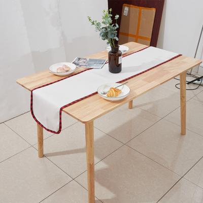 China Stripe Sublimation Xmas Table Runner Fashion Christmas Decoration Check Black Red Cotton Table Cloth Linen Christmas for sale