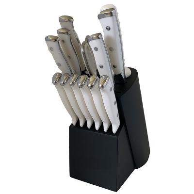 China Yangjiang Factory Germany 15 PCS 1.4116 Cuisinart Stainless Steel Kitchen Tableware Viable Knife Sets With Black Block Sharpener for sale