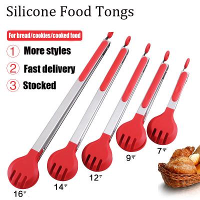 China Amazon Sustainable Hot Selling Kitchen Cooking Food Tongs Set Silicone Salad Tongs for sale