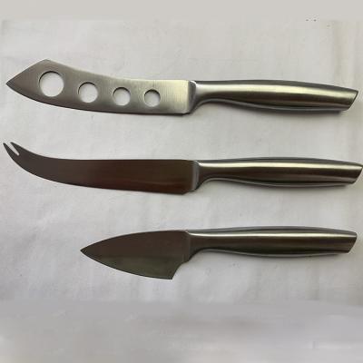 China Popular Amazon Hot Selling All Stainless Steel Hollow Handle Cheese Knives Set 3 Pieces for sale