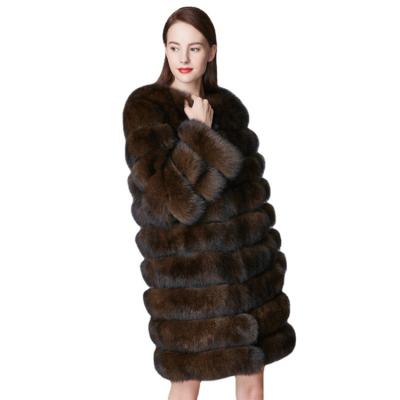 China Anti-Wrinkle Coats Women's Coat High-end Design Real Fox Fur New Fashion Autumn Winter Korean Style Casual Lady Women's Two-wear Long Thick for sale