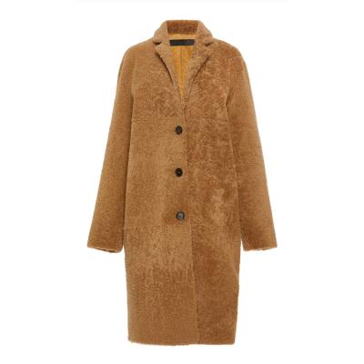 China Manufacturers Anti-wrinkle Long Brown 100% Lamb Top Wholesale Real Fur Thick Coats For Women for sale