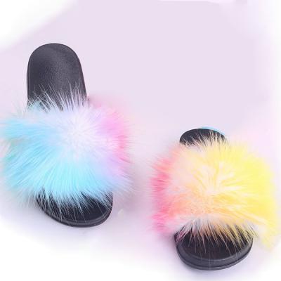 China CUSHIONING 2021 Newest Style Summer Faux Fox Fur Soft Comfortable Slippers For Women for sale