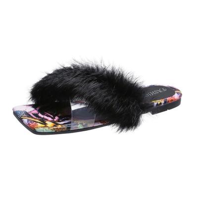 China Fashion Trend Wholesale 2022 Summer Real Mink Fur Flat Furry Slippers For Women for sale