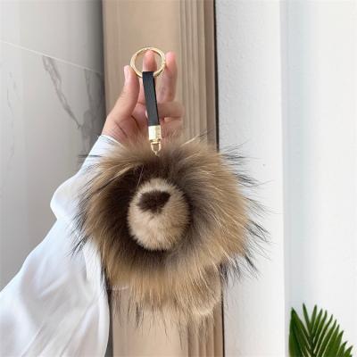 China Fashion Mini Animal Lion Plush Toys Keychains Stuffed Keychain Mink Fur Wholesale 17cm Soft Cute Custom High-end Fashion Decoration OEM for sale