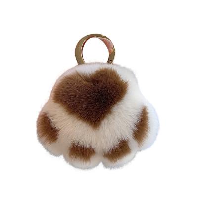 China High Quality Real Fashion Soft Rex Rabbit Plush Cute Girls Toy Small Plush Fur Keychains for sale