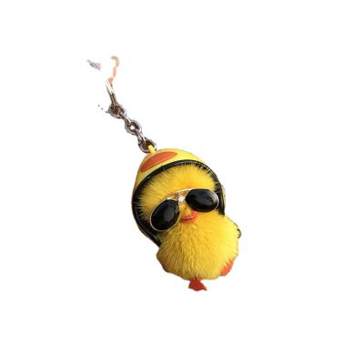 China 2021 New Fashion Soft Stuffed Little Duck Plush Toys Baby Net OEM Red Yellow Custom Made Keychains Decoration Mini Cute Mink Fur Keychains for sale