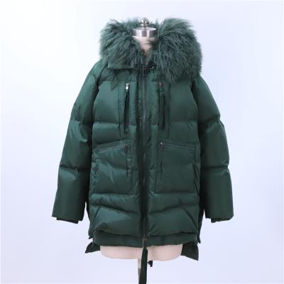 China Retro Style Green Women Winter Anti-Wrinkle Duck Long Thick Down Hooded Jackets For Sale for sale