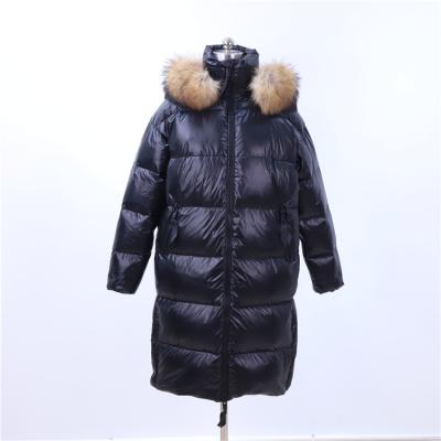 China Factory Responsible Anti-Wrinkle Down Womens Winter Black Filled Hooded Jackets for sale