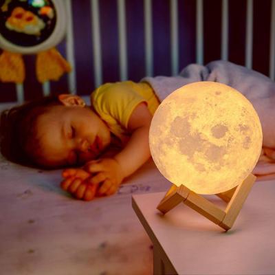 China 8 size Amazon factory romantic moonlight Blue tooth 3d printing led moon lamp 3d printed moon light for sale