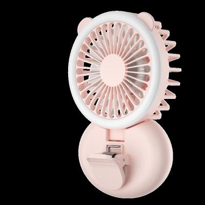 China Righ Light Fan OEM/ODM Mini Digear Ring Light Fan Sensor Led Portable Mini Foldable Charging Fan With LED Light for sale