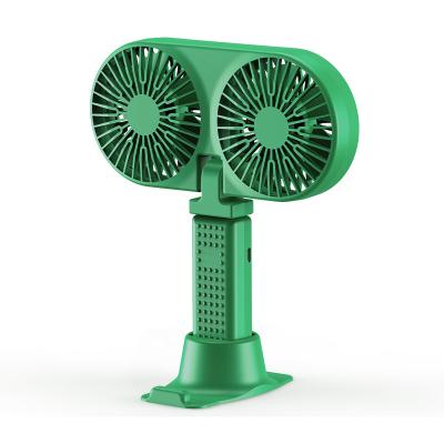 China DIY Double Head Mini USB Fan Handheld Folding Fan Low Noise Portable Rechargeable Fan Low Noise Dual Head Air Cooling Fan for sale