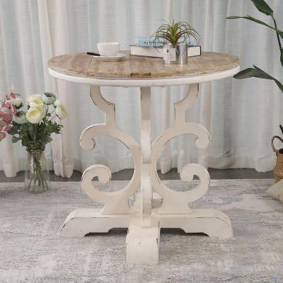 China Vintage YUANYU European Country Living Room Furniture 2022 Hot Sale Antique White Wooden Coffee Table for sale