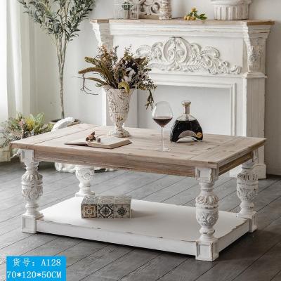 China Multifunctional Vintage Factory Direct Sale Living Room Cabinet Old White Antique White Coffee Table With Storage for sale