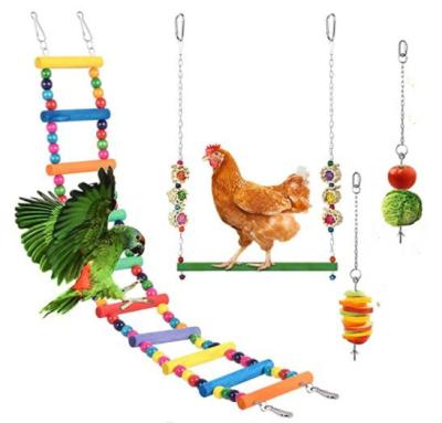 China New Sustainable Wholesale Bird Toys Set Swing Chewing Training Toys Small Parrot For Small Parakeets for sale