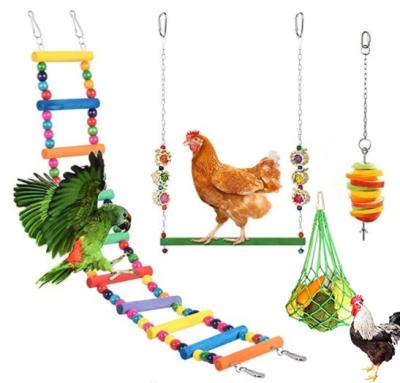 China Viable 4 Packs Toy Set Ladder Swing Pet York Food Chicken Bird Pet Set Training Props Bird Toy for sale