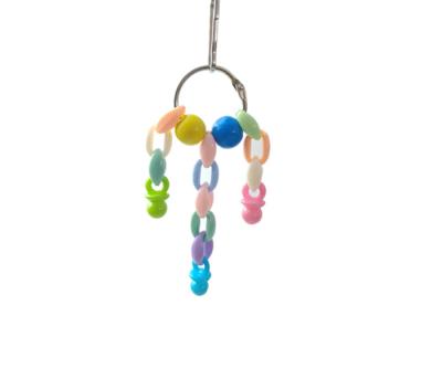 China Bird Bell Toys Birds Cage Toys with Colorful Wooden Beads Dangle Parrot Hanging Accessory Toy for Small Parakeet Bird Cages for sale