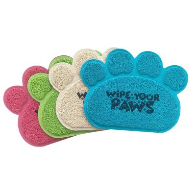 China Waterproof PVC Logo Paw Shape Dog Sustainable Customized Feeding Cat Mat for sale