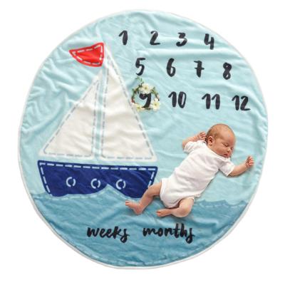 China Europe Round Printed Monthly Flannel Milestone Blanket for sale