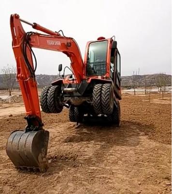 China Cheap Hotels Excavator 1ton 45KW Wheel Garden Excavator YS775-8 With Other Bucket for sale