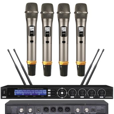 China UHF 4 Channel Digital Stage Performance Microphone Wireless System 4 Headset Lavalier Voice Handheld Lavalier Voice Desktop Sets Headset Microphone Mics 4 for sale