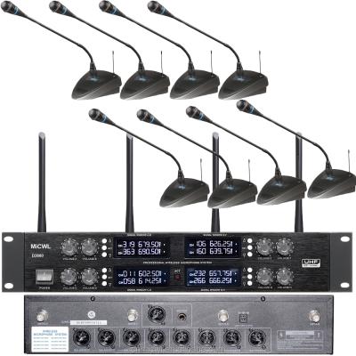 China MiCWL 400 UHF 8 Channel Wireless Microphone Gooseneck Microphone Desktop Audio Wireless Conference Audio Wireless Meeting Room System for sale