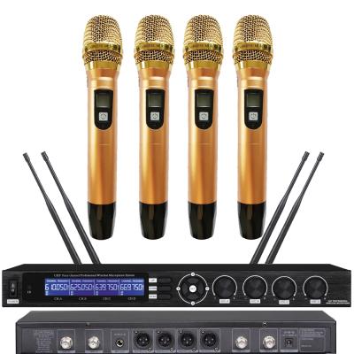 China DJ Pro ew400 SKM9000 Digital Handheld Wireless Gold Color 4 Karaoke Mics Microphone System for sale