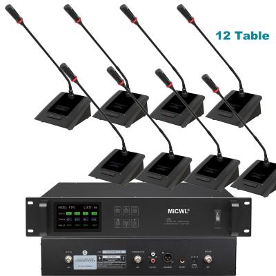 China Wireless Desktop Microphones 12 Digital Gooseneck Microphone Conference System Desktop Table with 1 Chairman 11 Delegate 360 ​​Degree Adjustment for sale