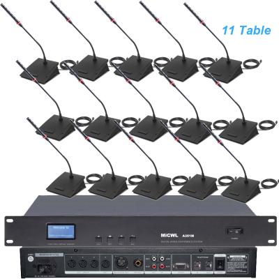 China Pro Audio Digital Wired Conference System with 1 Speaker Unit Long Speaker Microphones 10 Delegate Unit Base Built-in Control Unit for sale