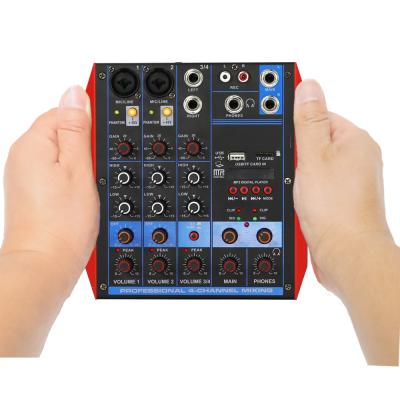 China MiCWL Mini 4 Channel DJ Mixer BT 48V Phantom Mixer MG4-USB MG4-USB Power For Laptop Live Recording USB Laptop Computer Console for sale