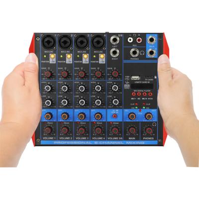 China MiCWL Mini 6-Channel Console Mixer Built-in 48V Phantom Power 5V USB Audio Sound Card For Computer Laptop Live Stage Sing MG6-USB for sale