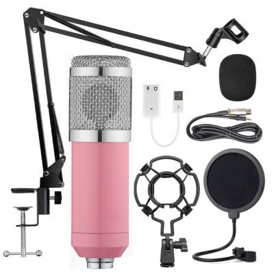 China Silver Live Sing Microphone BM800 BM-800 Desktop Pink Recording Studio Pro Condenser Karaoke PC Mic Microfone Shock Mount Desk for sale